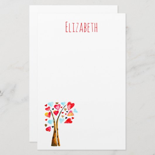 Harten boom grillige valemtines briefpapier (Voorkant / Achterkant)