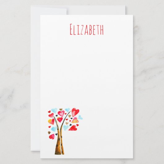 Harten boom grillige valemtines briefpapier (Voorkant)
