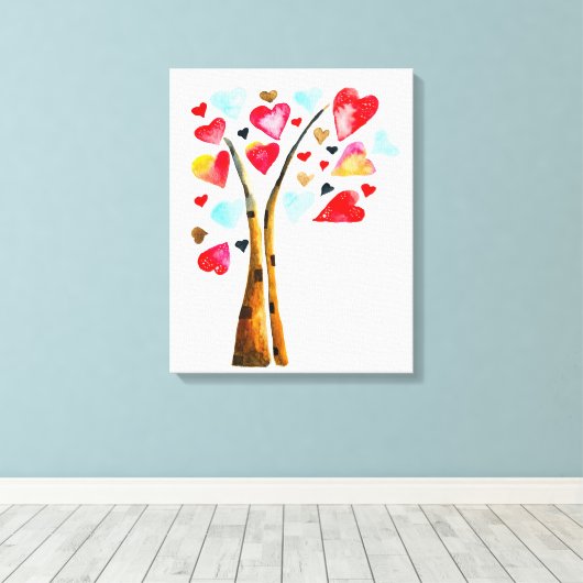 Harten boom whimische valemtines canvas afdruk (Insitu (Houten vloer))