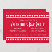 Harten Border Valetine's Day (rood / wit) Kaart (Voorkant / Achterkant)