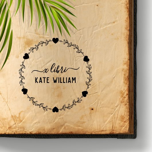 Harten botanische krans ex libris stempel