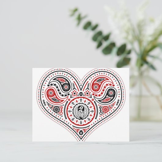 Harten - Briefkaart (wit/rood/zwart) (Staand voorkant)