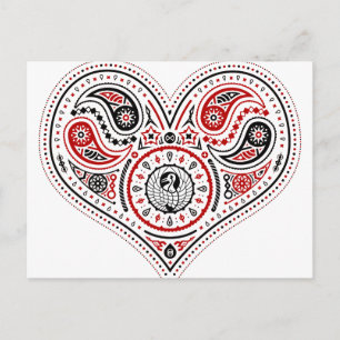 Harten - Briefkaart (wit/rood/zwart)