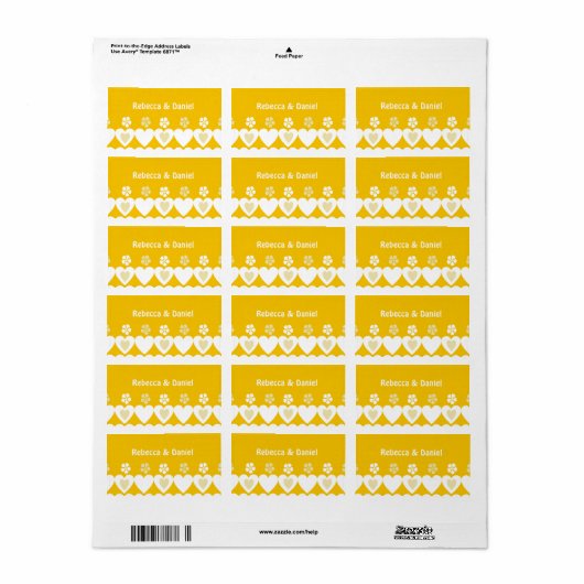 Harten Bruiloft Favor Labels (Full Sheet)