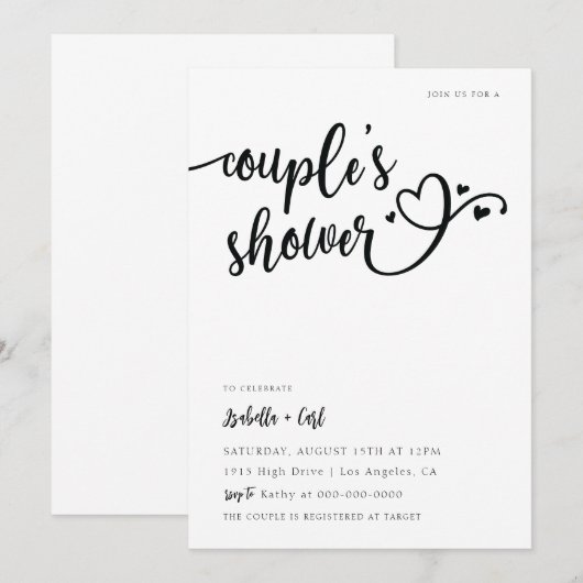 Harten Bruiloft Feest Kaart (Voorkant / Achterkant)