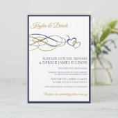 Harten bruiloft uitnodigingen | Donker marineblauw (Staand voorkant)