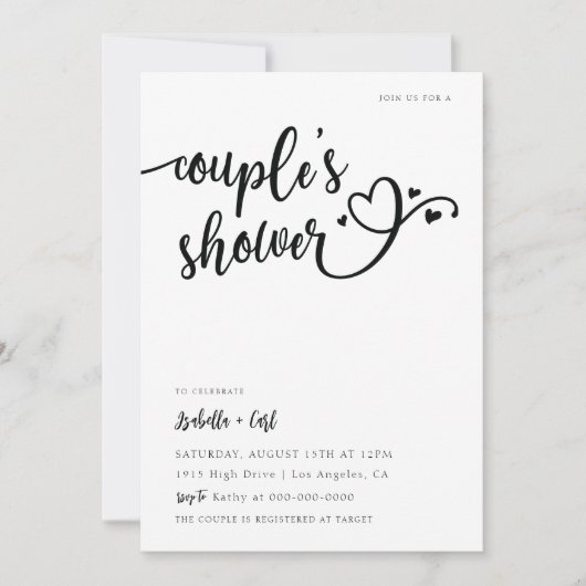 Harten Bruiloftsdouche Kaart (Voorkant)