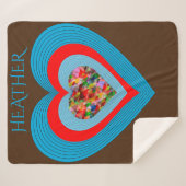 Harten bruine sherpa deken met gepersonaliseerde n (Voorkant (horizontaal))