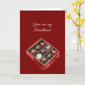 Harten & Chocolade Liefje Kaart (Gele Bloem)