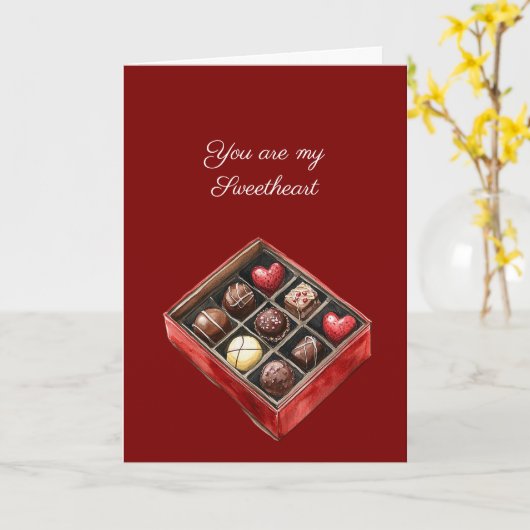 Harten & Chocolade Liefje Kaart (Gele Bloem)