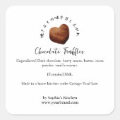 Harten Chocolade Waterverf Bakkerij Ingrediënt Vierkante Sticker (Voorkant)