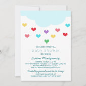 Harten, cloud en harten | Uitnodiging tot Baby sho (Voorkant)