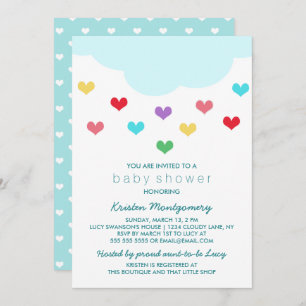 Harten, cloud en harten   Uitnodiging tot Baby sho