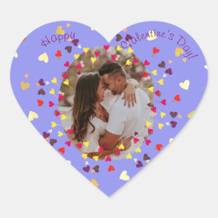 Harten confettis met foto Happy Valentine's day Hart Sticker