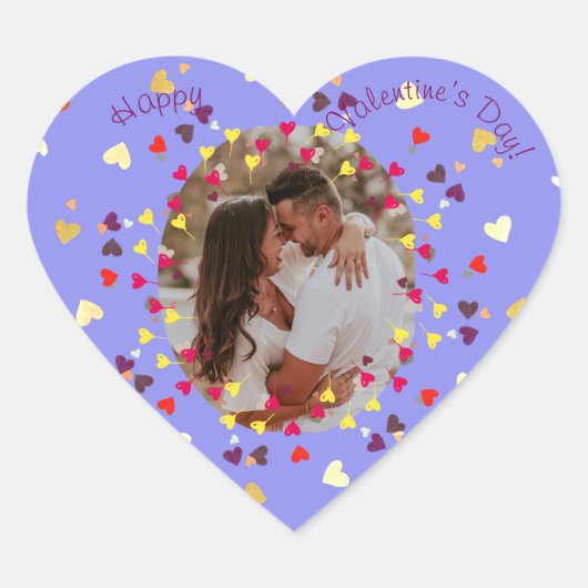 Harten confettis met foto Happy Valentine's day Hart Sticker (Voorkant)