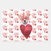 Harten Corgi Hondenliefhebber Valentijnse Gift Inpakpapier Vel (Voorkant)
