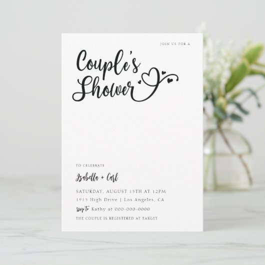 Harten Couple's Douche Kaart (Staand voorkant)