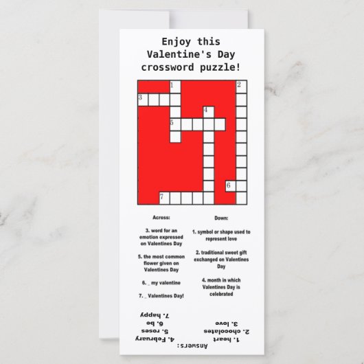 Harten Crossword Puzzle Kinder Valentijnsdag Kaart (Voorkant)