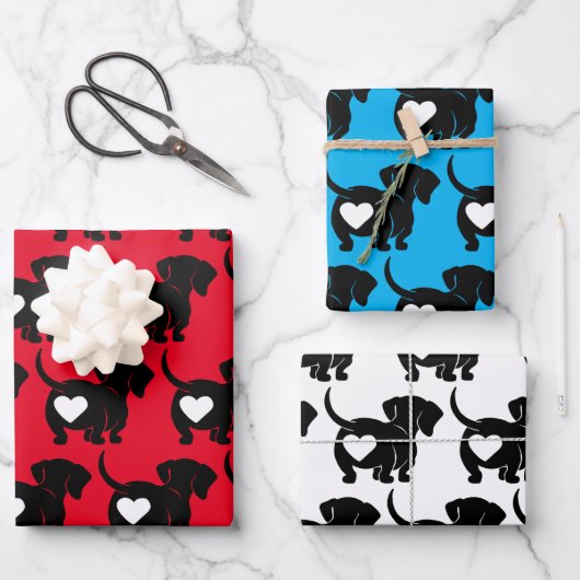 Harten Dachshunds Inpakpapier Blad Set Vel (Voorkant)