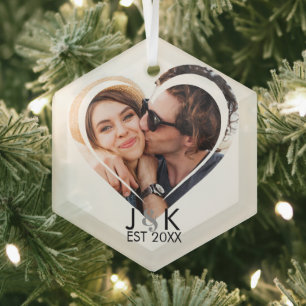 Harten Date Paar Vriendin Vriend Foto Glas Ornament
