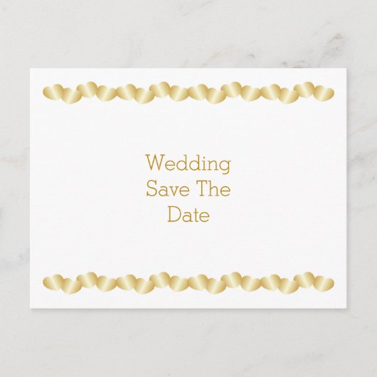 Harten Design Goudkleurige bruiloft Bewaar de datu Aankondigingskaart (Voorkant)