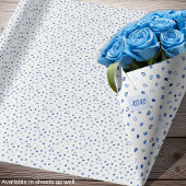 Harten - Diverse Blues op Wit - Rollen Cadeaupapier