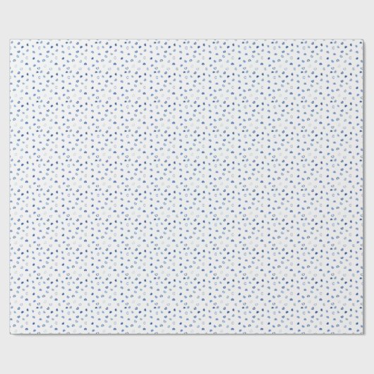 Harten - Diverse Blues op Wit - Rollen Cadeaupapier (Vlak)