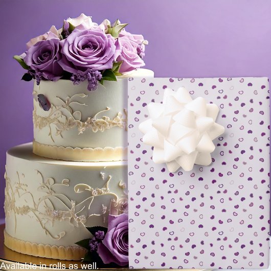 Harten - Donkerpaars op licht violet Inpakpapier Vel