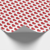 Harten, donkerrood op wit omslagpapier cadeaupapier (Hoek)