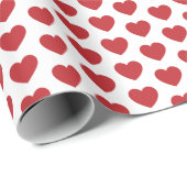 Harten, donkerrood op wit omslagpapier cadeaupapier (Rol Hoek)