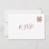 Harten Dubbel Geluk Chinese bruiloft RSVP Kaartje (Achterkant)