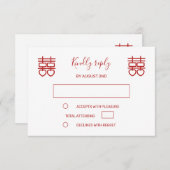 Harten Dubbel Geluk Chinese bruiloft RSVP Kaartje (Voorkant / Achterkant)
