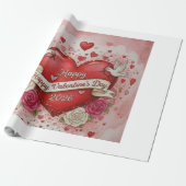 Harten & Duiven - Valentijnsdag 2026 Design Cadeaupapier (Uitgerold)