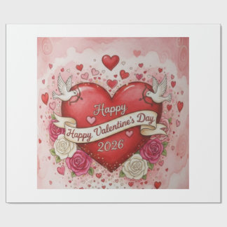 Harten & Duiven - Valentijnsdag 2026 Design Cadeaupapier