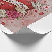Harten & Duiven - Valentijnsdag 2026 Design Cadeaupapier (Hoek)