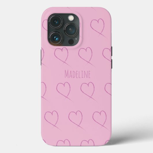 Harten Eenvoudig Handgetekende Krabbel Roze Case-Mate iPhone Case (Achterkant)