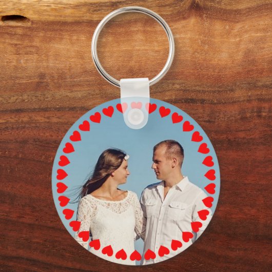 Harten en aangepaste foto sleutelhanger (Voorkant)