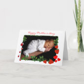 Harten en aardbeien Aangepaste fotomoederdag Kaart (Voorkant)