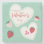 Harten en aardbeien Happy Valentines Day Stenen Onderzetter (Voorkant)
