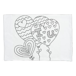 Harten en ballonnen die de DIY Doodle Pillowcase k Kussensloop