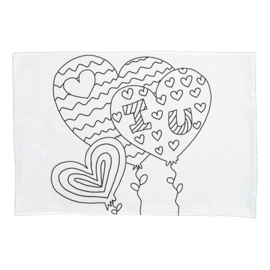 Harten en ballonnen die de DIY Doodle Pillowcase k Kussensloop (Voorkant)