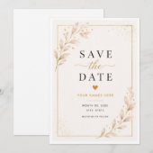 Harten en Bladeren Bewaar de Datumkaart Save The Date (Voorkant / Achterkant)