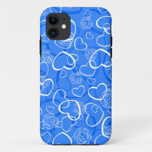 Harten en blauwe Rozen Case-Mate iPhone Case (Achterkant)