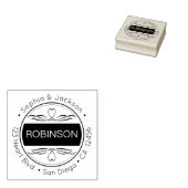 Harten en bloeien Friendly Round Return-adres Rubberstempel (Gestempeld)