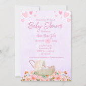 Harten en bloemen Baby shower Uitnodiging (Voorkant)
