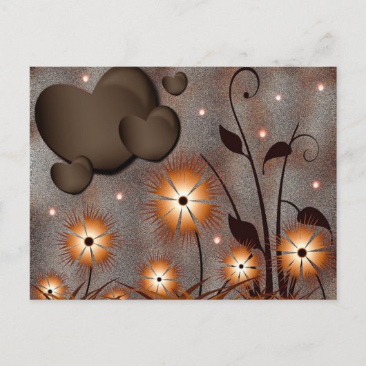 Harten en bloemen briefkaart (Voorkant)