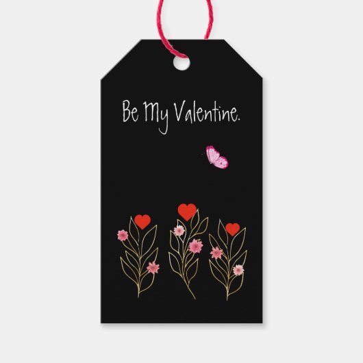 Harten en bloemen cadeaulabel (Voorkant)