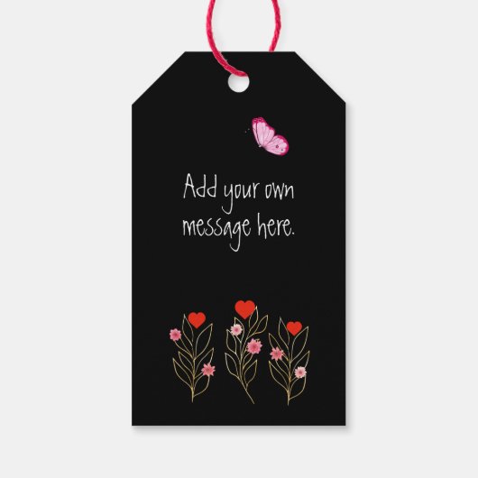 Harten en bloemen cadeaulabel (Achterkant)