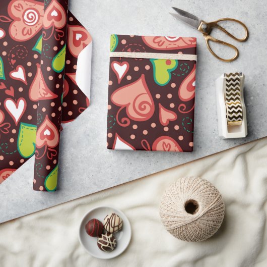 Harten en bloemen cadeaupapier (Crafts)