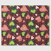 Harten en bloemen cadeaupapier (Vlak)